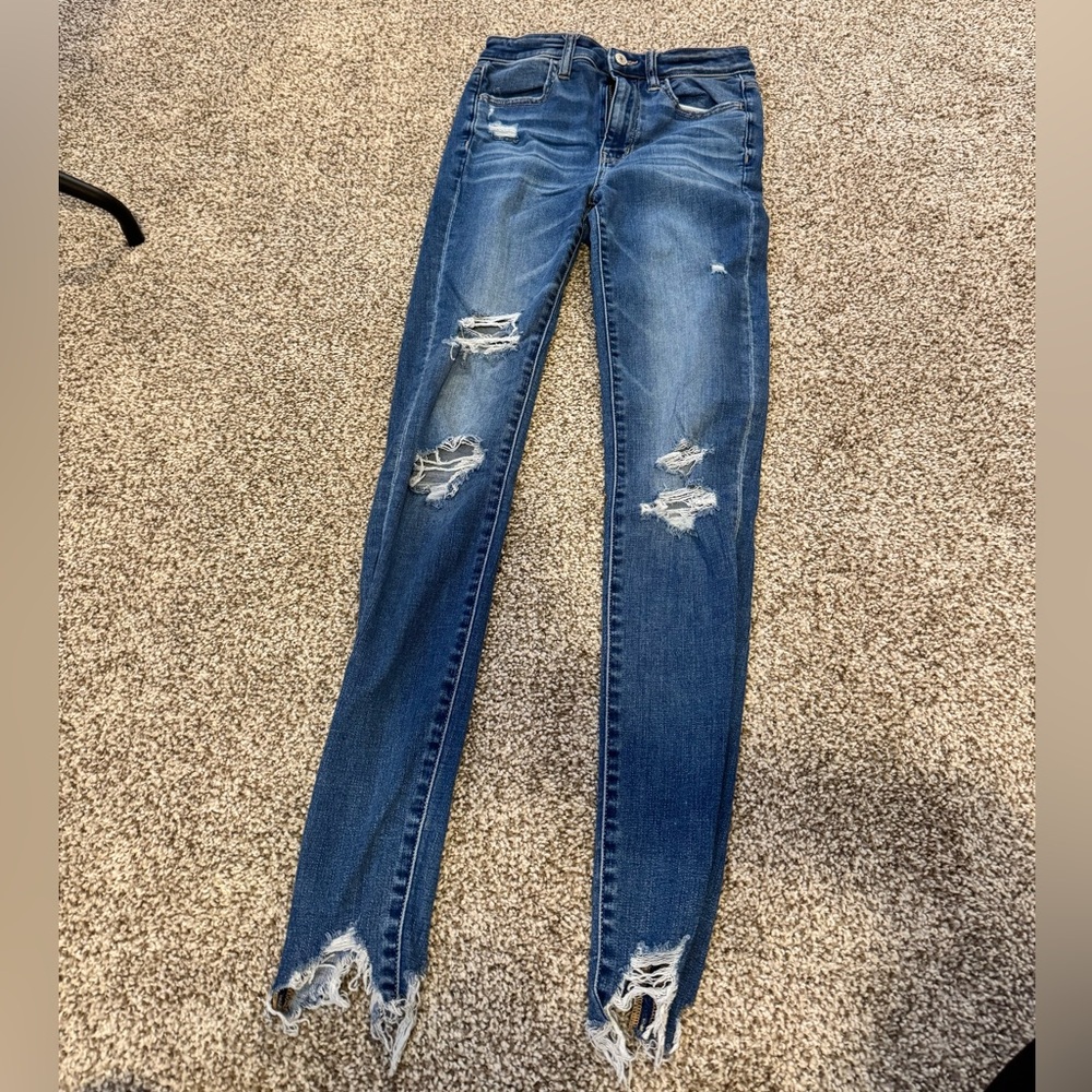 American Eagle Outfitters Ripped Blue Skinny Jeans